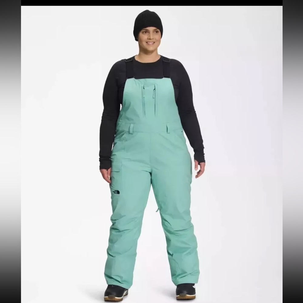 North Face Ski Snow Bib Womens Freedom Insulated Wasabi Green Plus Size